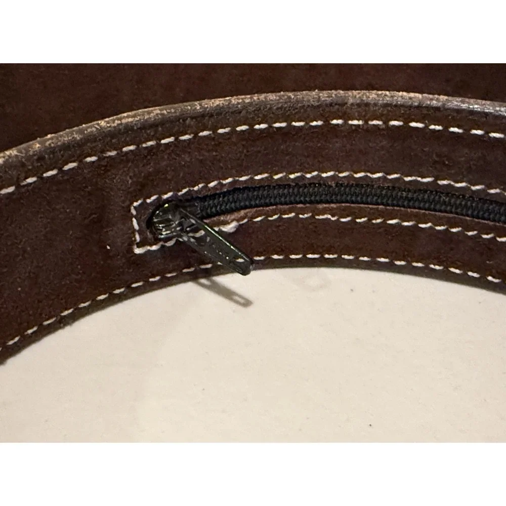 Aker Leather Basketweave Money Belt 40 Travel Security Hidden Zipper Wide 1.5